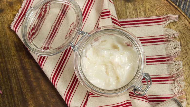 Grease in a glass jar