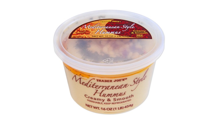 Tub of Trader Joe's Mediterranean Style Hummus