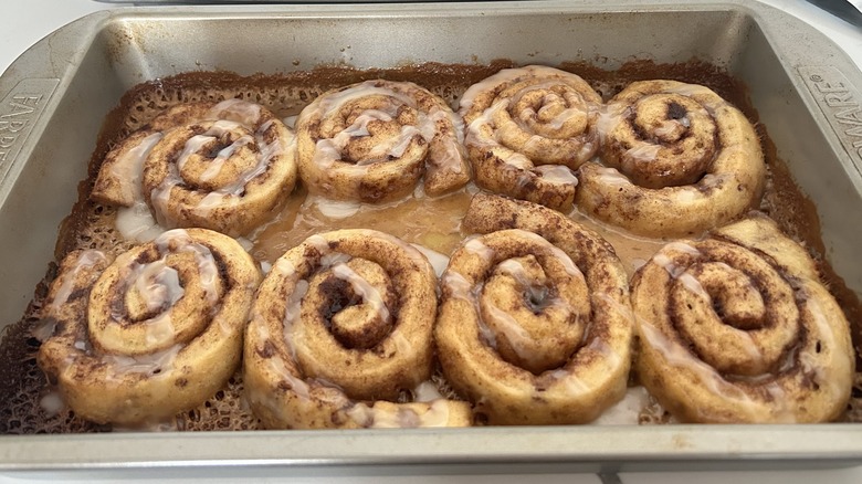 Cinnamon rolls in baking pan