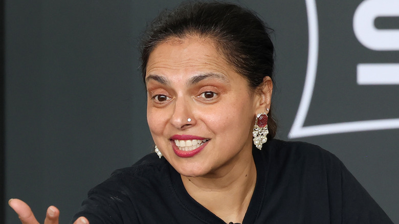 Maneet Chauhan on a kitchen stage