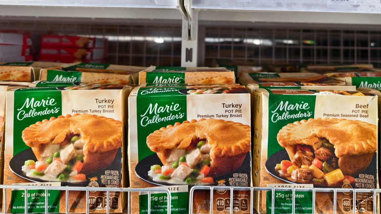Marie Callender's frozen pot pies in a supermarket