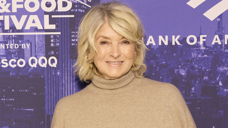 Martha Stewart in beige sweater at event