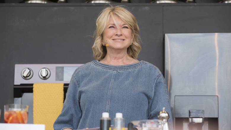 Martha Stewart looking out into the crowd on a culinary stage