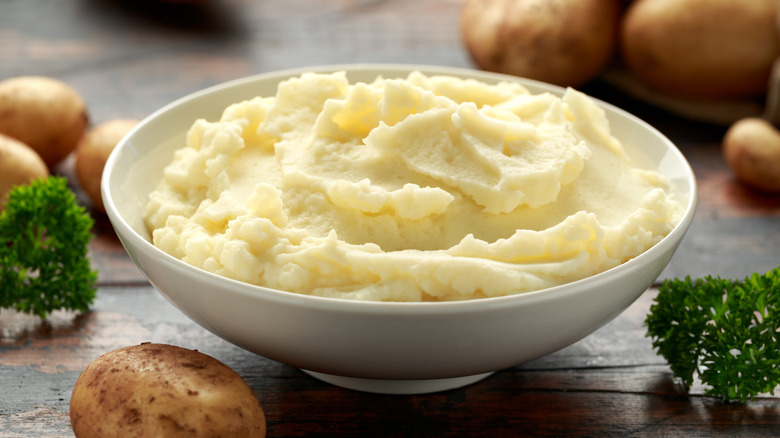 A bowl of silky mashed potatoes