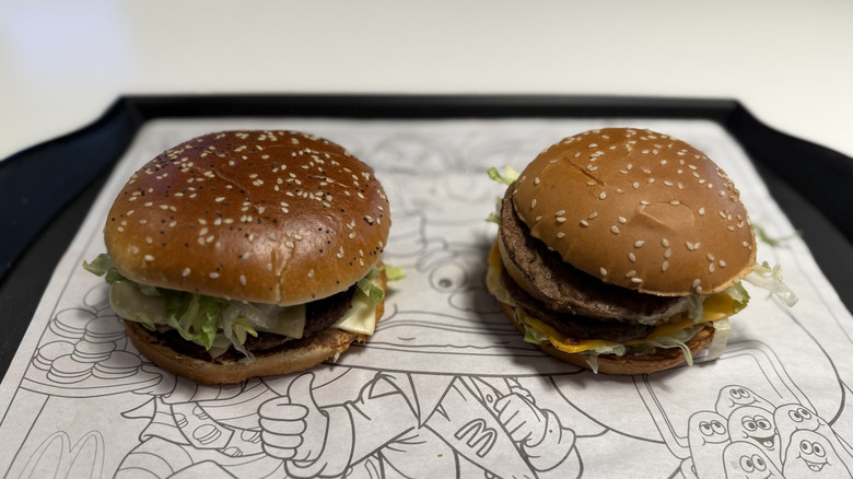 Big Arch sits next to a Big Mac on a tray