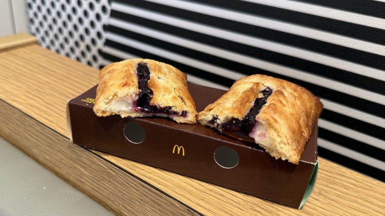 McDonald's Blueberry & Crème Pie In half