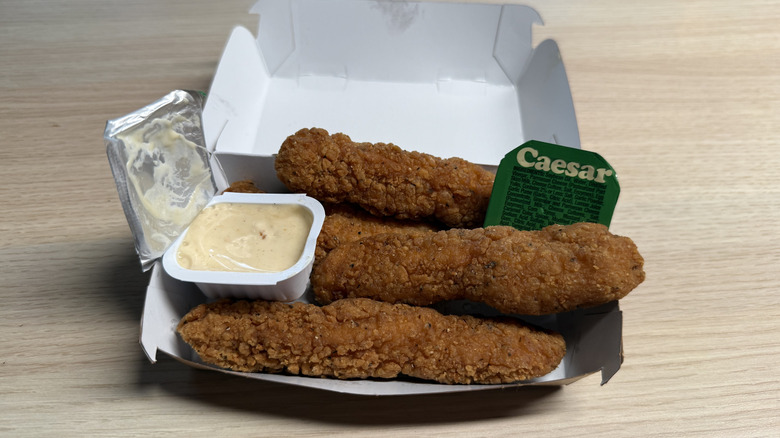 McCrispy Strips and Caesar sauce cups