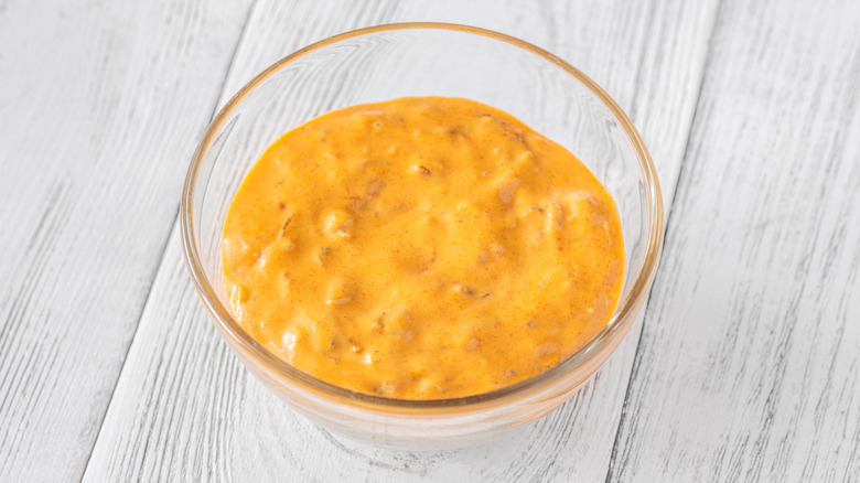 A bowl of burger sauce that resembles Mac sauce