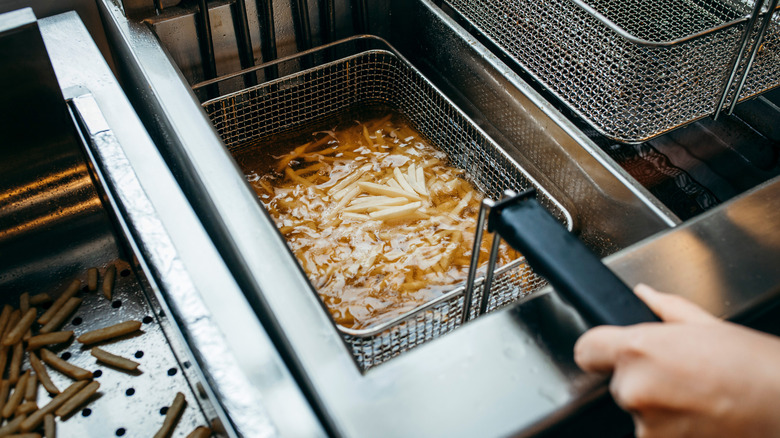 French fries in commercial fryer