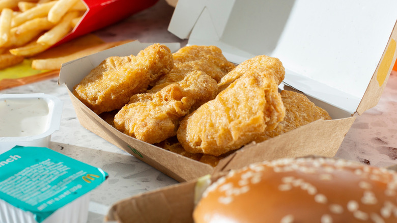 A McDonald's meal includes a box of Chicken McNuggets