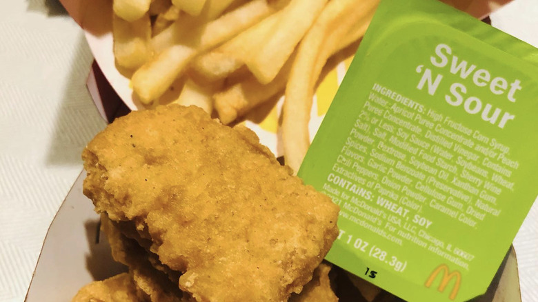Sweet 'n Sour Sauce from McDonald's with nuggets and fries