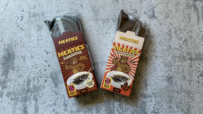 Partially opened boxes of Meaties Cereals