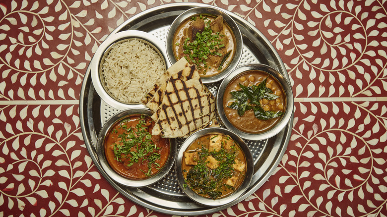 Curries with naam and rice from Ghee Indian Kitchen