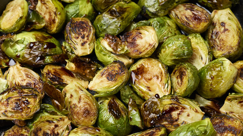 Closeup pf braised Brussel sprouts