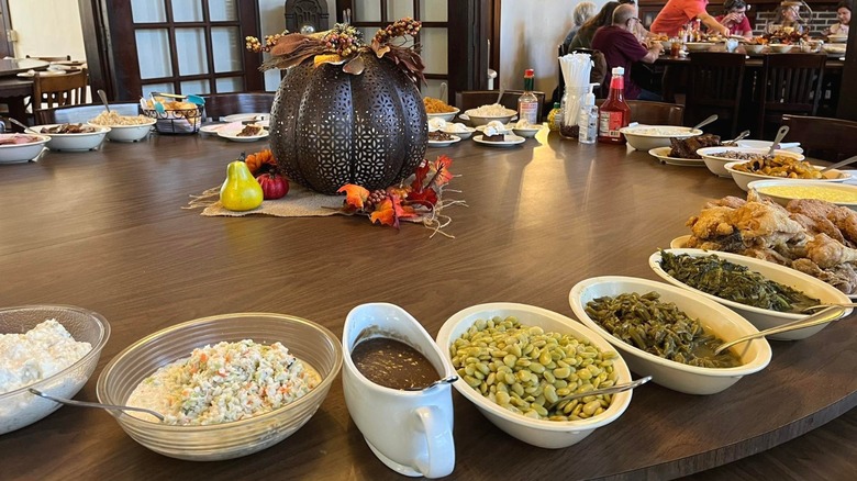 A dinner table setup at The Dinner Bell.