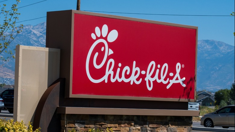 Chick-fil-A restaurant sign.