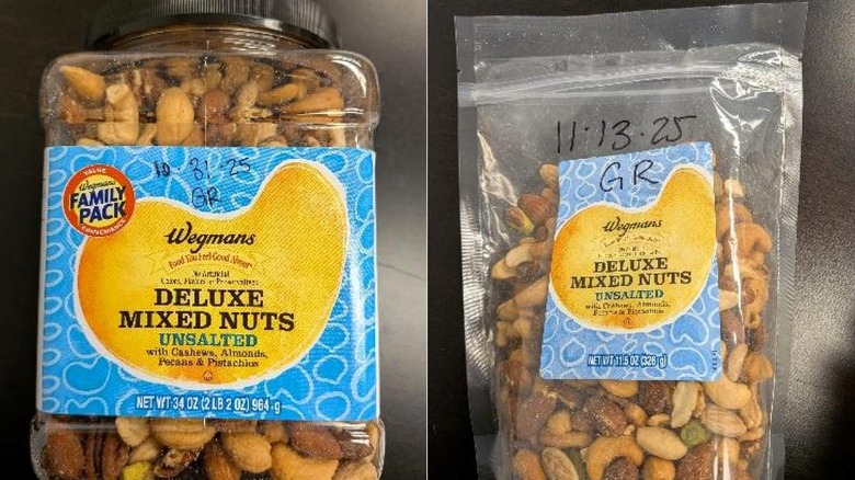 Two packages of Wegmans mixed nuts involved in recall