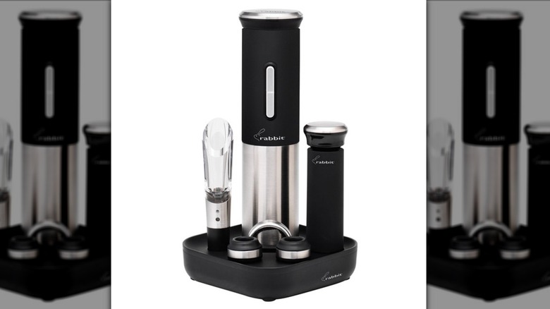 Rabbit electric wine opener set, white background