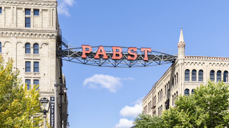 Front entrance of Pabst brewery, day