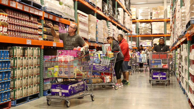 Shoppers in a Costco store