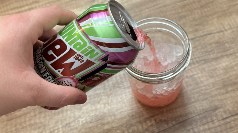 Mountain Dew Dragon Fruit being poured