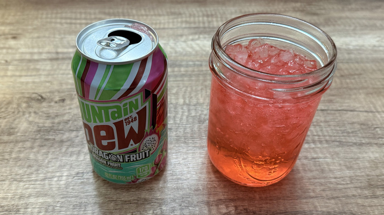 Mountain Dew Dragon Fruit can and soda