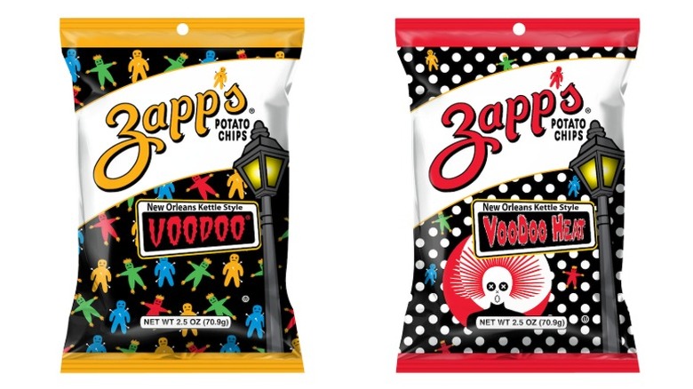 bags of Zapp's Voodoo Chips and Zapp's Voodoo Heat Chips