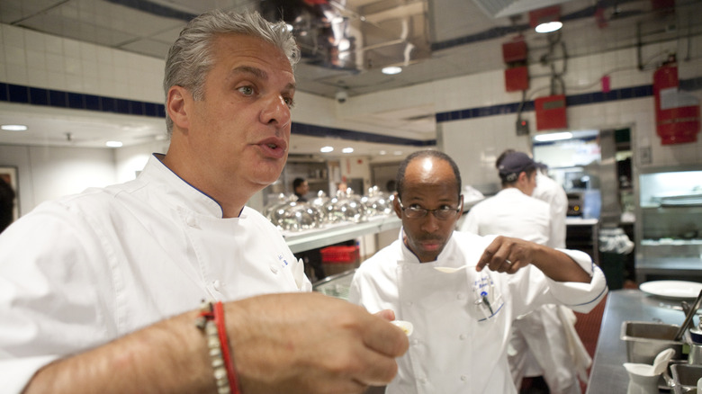 Chef Eric Ripert in the kitchen at Le Bernadin