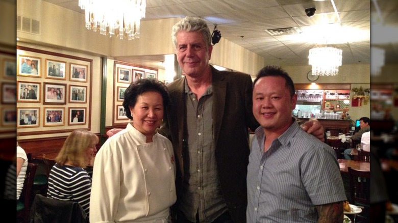 Bourdain with owner of Lotus of Siam and Jet Tila