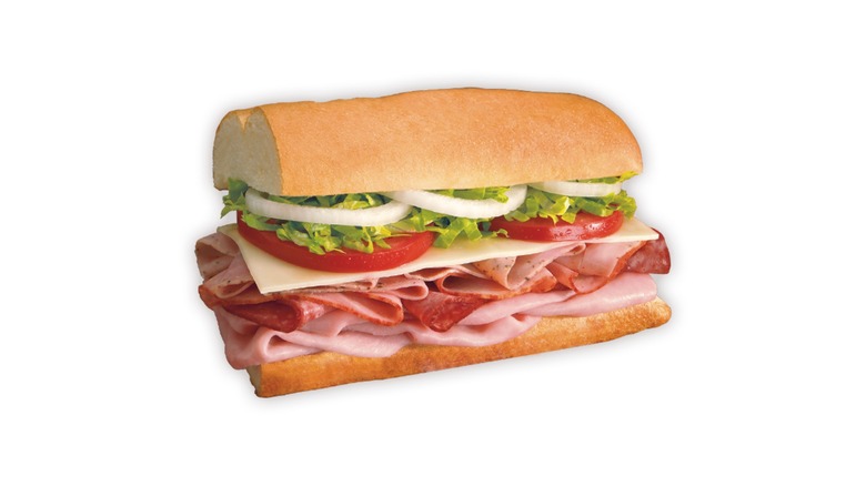 The Blimpie Best sub sandwich on a white background