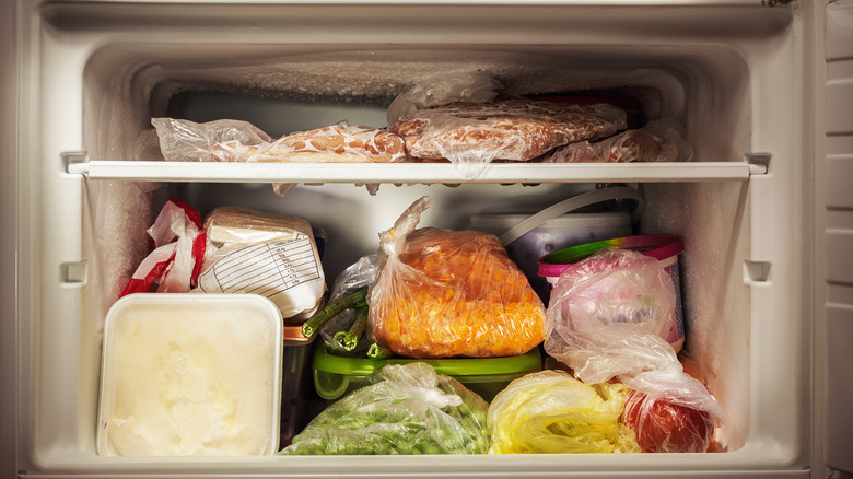 A messy home freezer