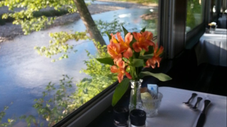 place setting and view from Cafe Lafayette