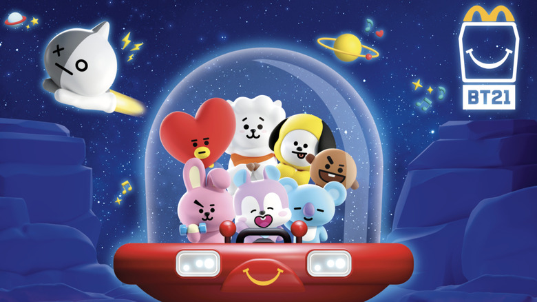 McDonald's advertisement featuring assorted BT21 characters.