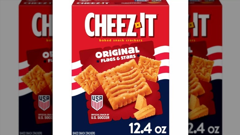 A box of  Cheez-It Original Flags & Stars on a white background.