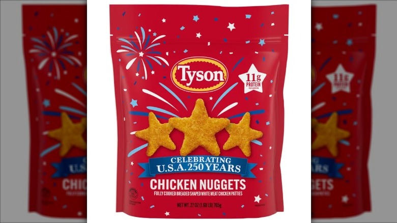 A bag of U.S.A. 250th anniversary Tyson chicken nuggets