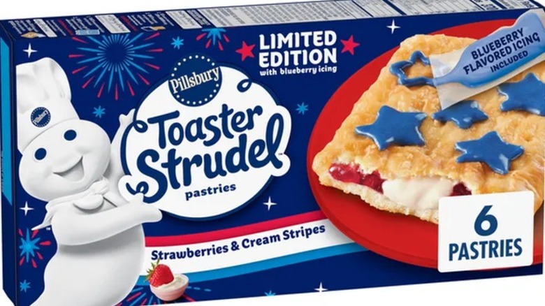 Toaster Strudel Strawberries & Cream Stripes on a white background.