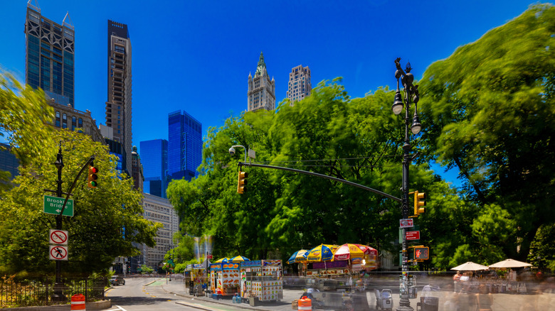 New York City street with food carts