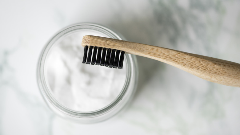 soft bristled bamboo toothbrush used for cleaning