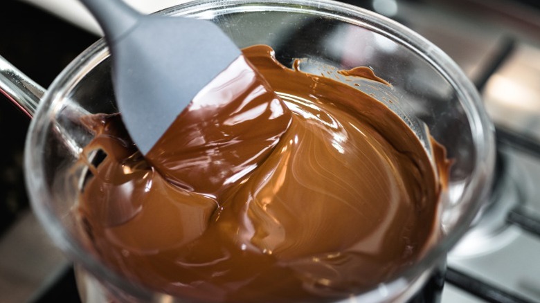 Chocolate being melted in a double boiler.
