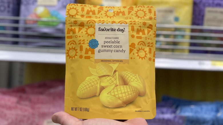 a bag of Favorite Day Peelable Sweet Corn Gummy Candy