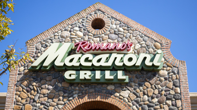 The marquee of a Romano's Macaroni Grill restaurant.