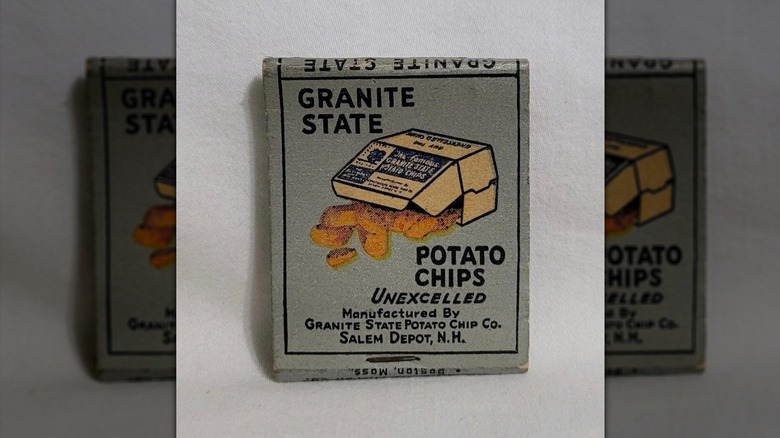 Granite State vintage matchbox with advertisement for potato chips