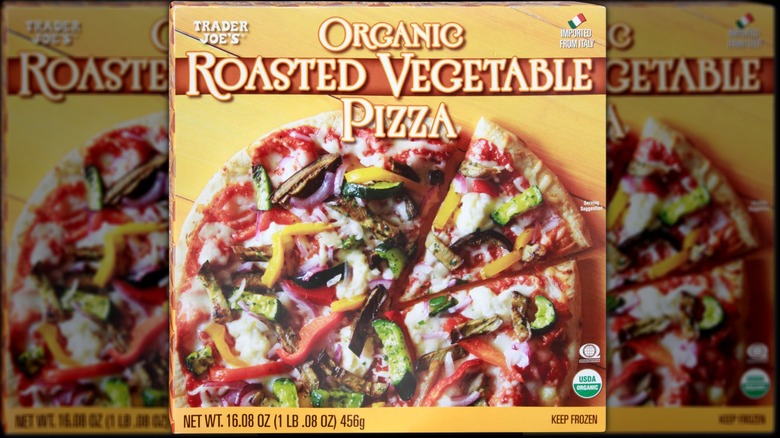 Trader Joe's Organic Roasted Vegetable Pizza box product image.