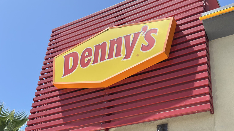 Denny's red and yellow entrance sign in Mesa, AZ