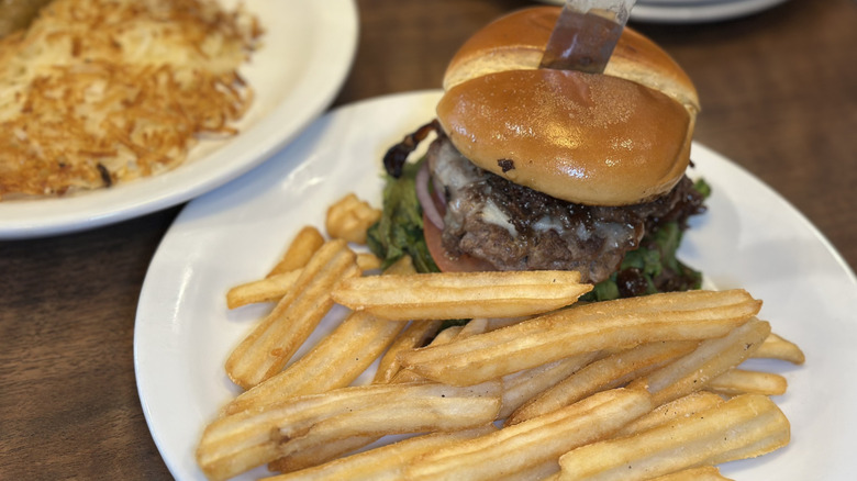 Denny's Masters of the Universe He-Man Battle Burger with fries