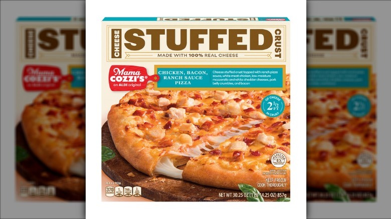 Mama Cozzi's Chicken Bacon Ranch Cheese Stuffed Crust Pizza on a white background.
