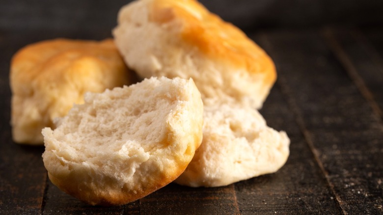 Biscuits on dark wood surface