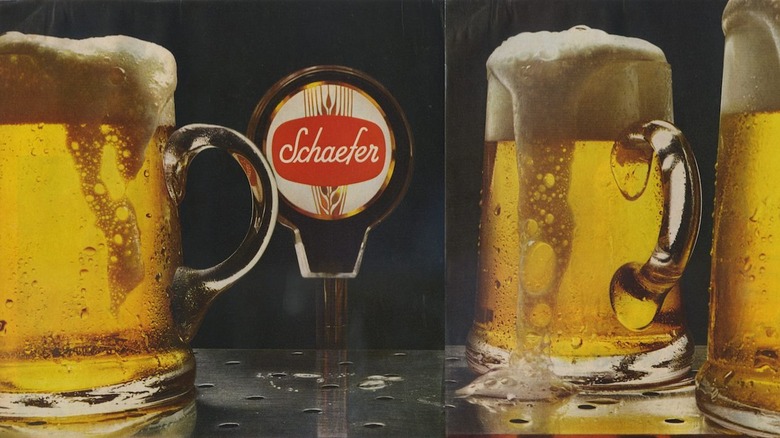 Old-school image of frosty glasses of Schaefer Beer