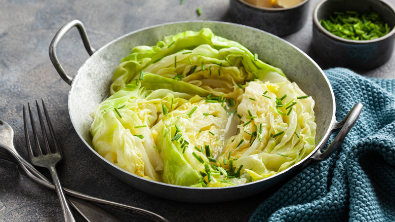 Stewed cabbage in a bowl