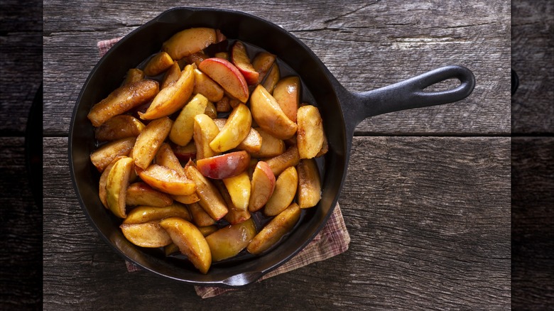 country fried apples in a skillet